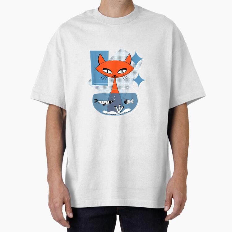 Atomic Cat With Fish Bowl Oversized T-Shirt