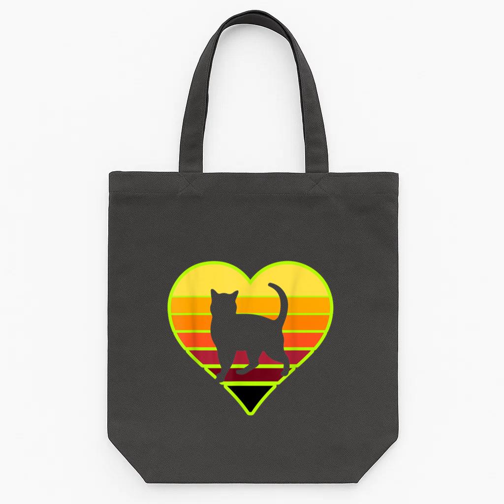 Best Friend Kitty Cat Heart Tote Canvas Bag