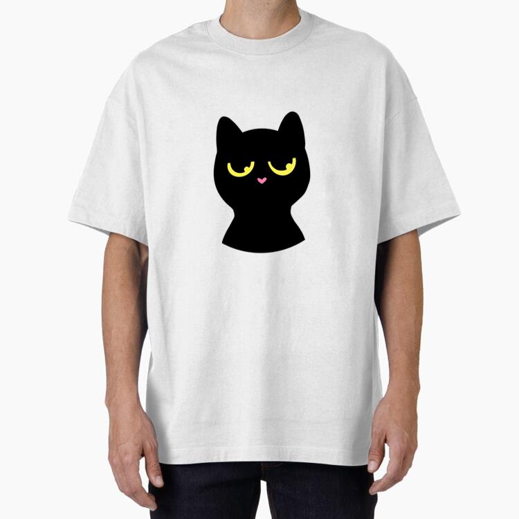 Black Cat Eyes Cartoon Oversized T-Shirt