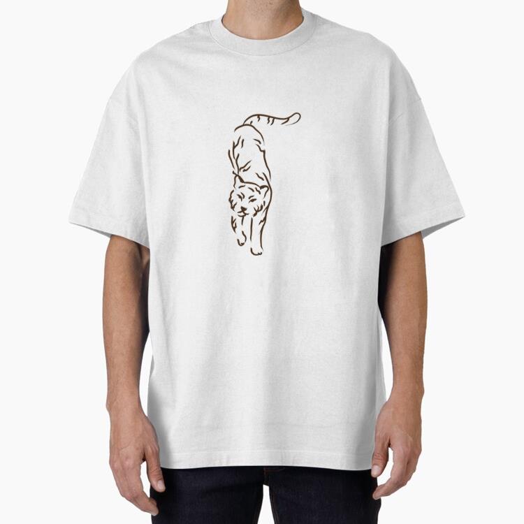 Brown Cat Walking Oversized T-Shirt