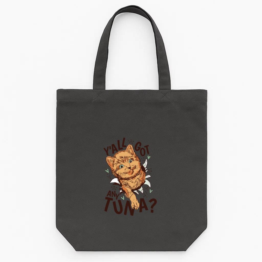Cat And Tuna Quote Tote Canvas Bag