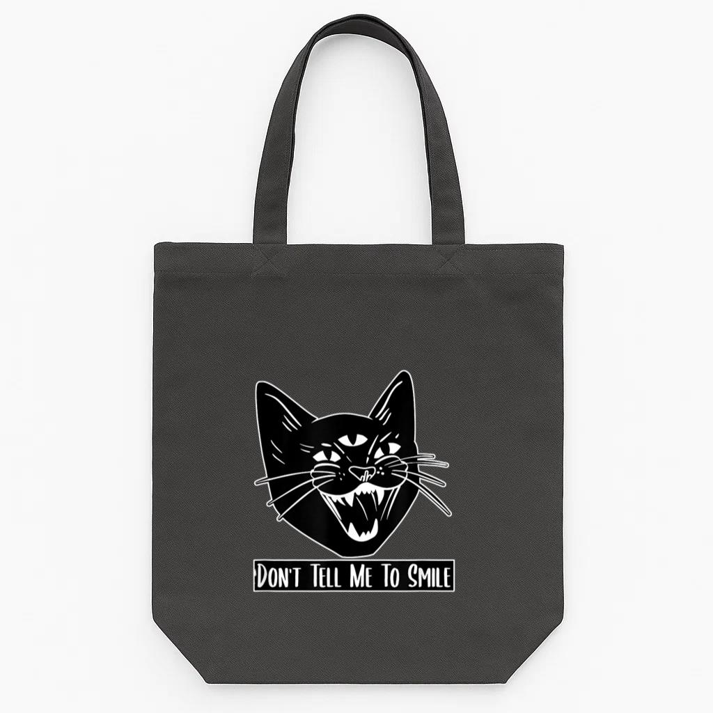 Cat Hissing Dont Tell Me To Smile Tote Canvas Bag