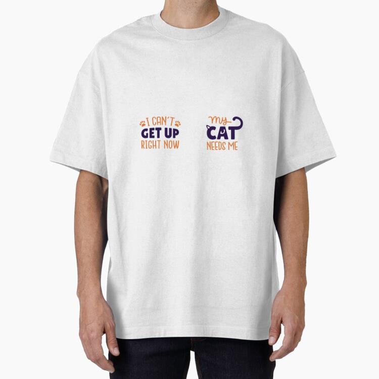 Cat Needs Me Sock Design Oversized T-Shirt