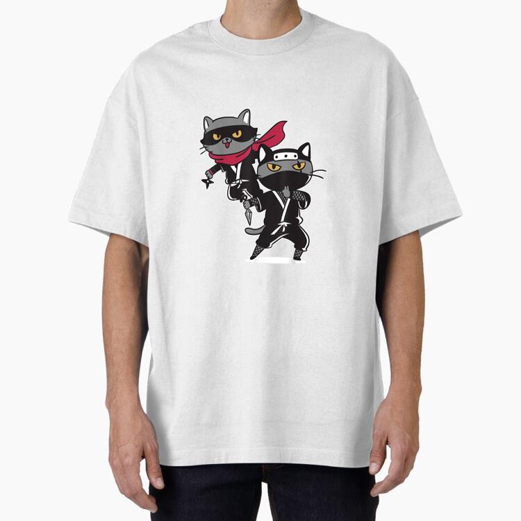 Cat Ninja Funny Cat Oversized T-Shirt