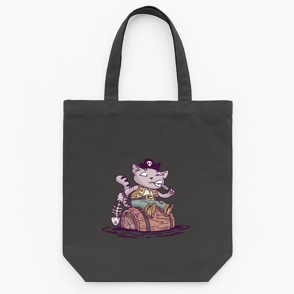 Cat Pirate Animal Character Tote Canvas Bag
