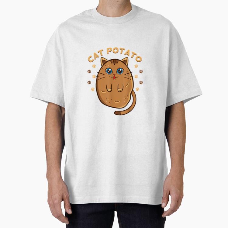 Cat Potato Spud Keto Vegan Oversized T-Shirt