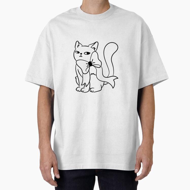 Cat With A Ribbon Bow Oversized T-Shirt