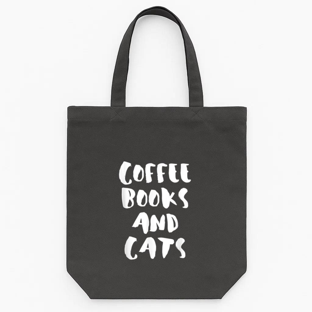 Coffee Books And Cat Tote Canvas Bag