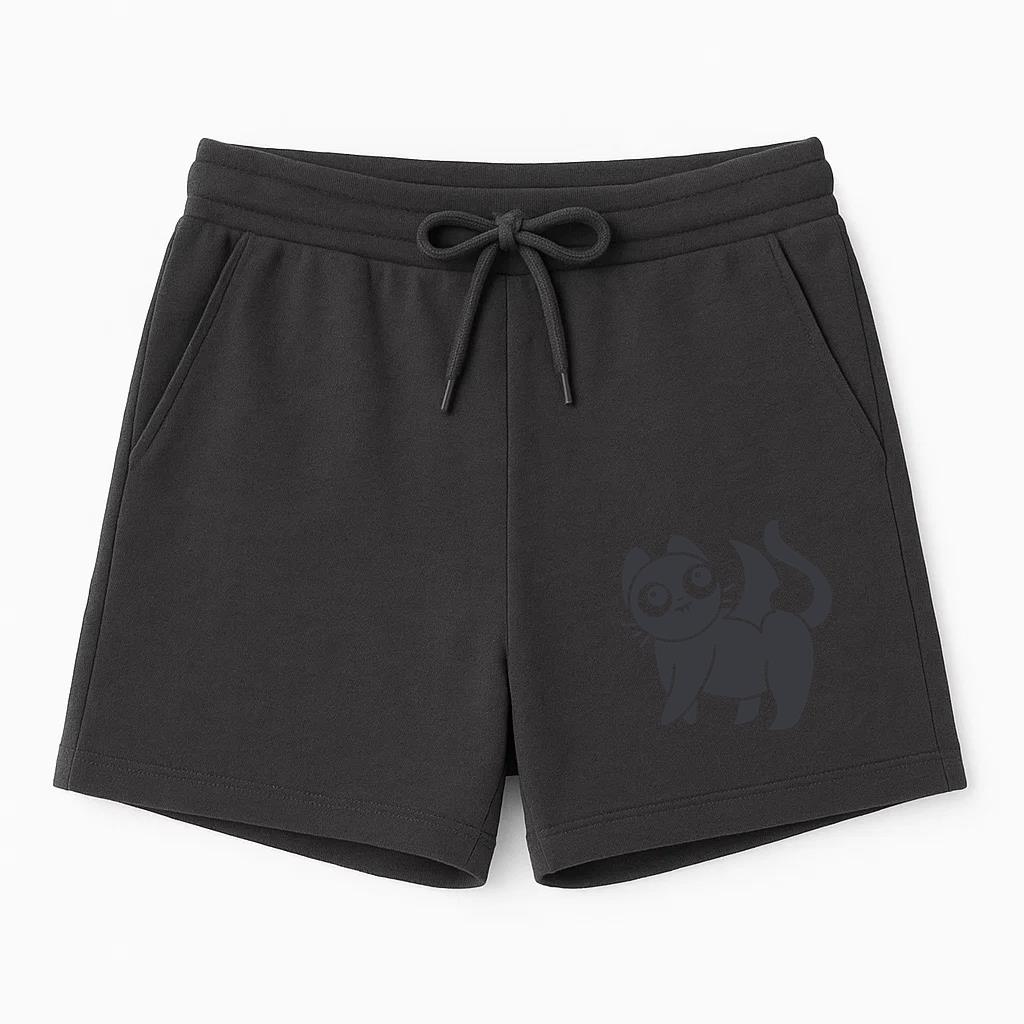 Cute Black Cat With Bat Wings Character Short