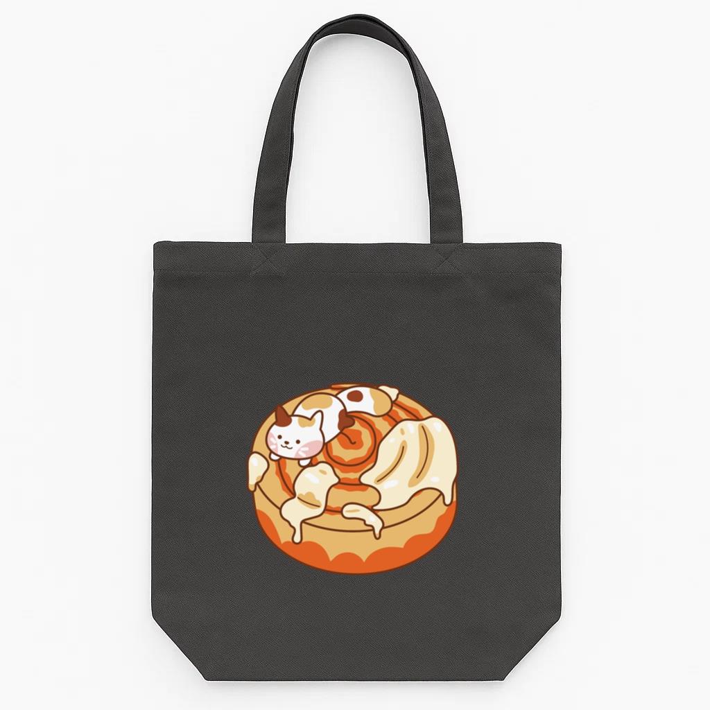 Cute Cinnamon Roll Cat Tote Canvas Bag