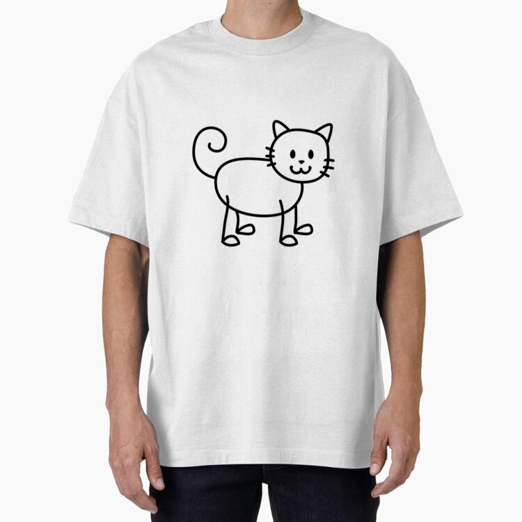 Doodle Cat Simple Oversized T-Shirt