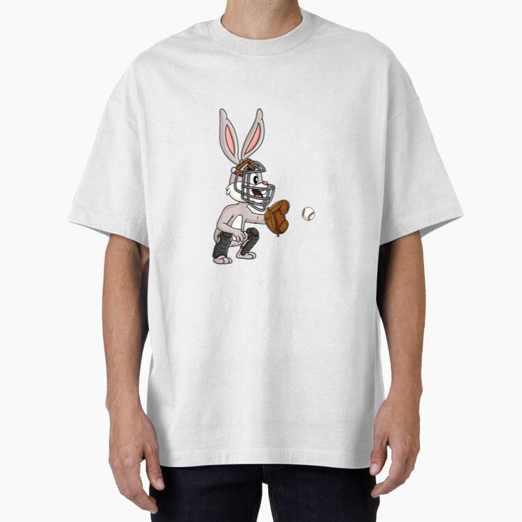 Easter Day Rabbit Baseball Catcher Oversized T-Shirt