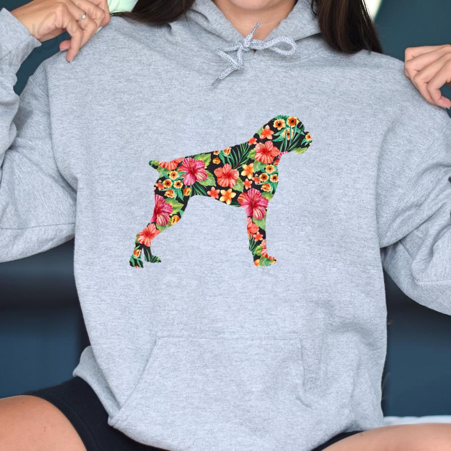 Flower Funny Dog Silhouette Floral Hoodie
