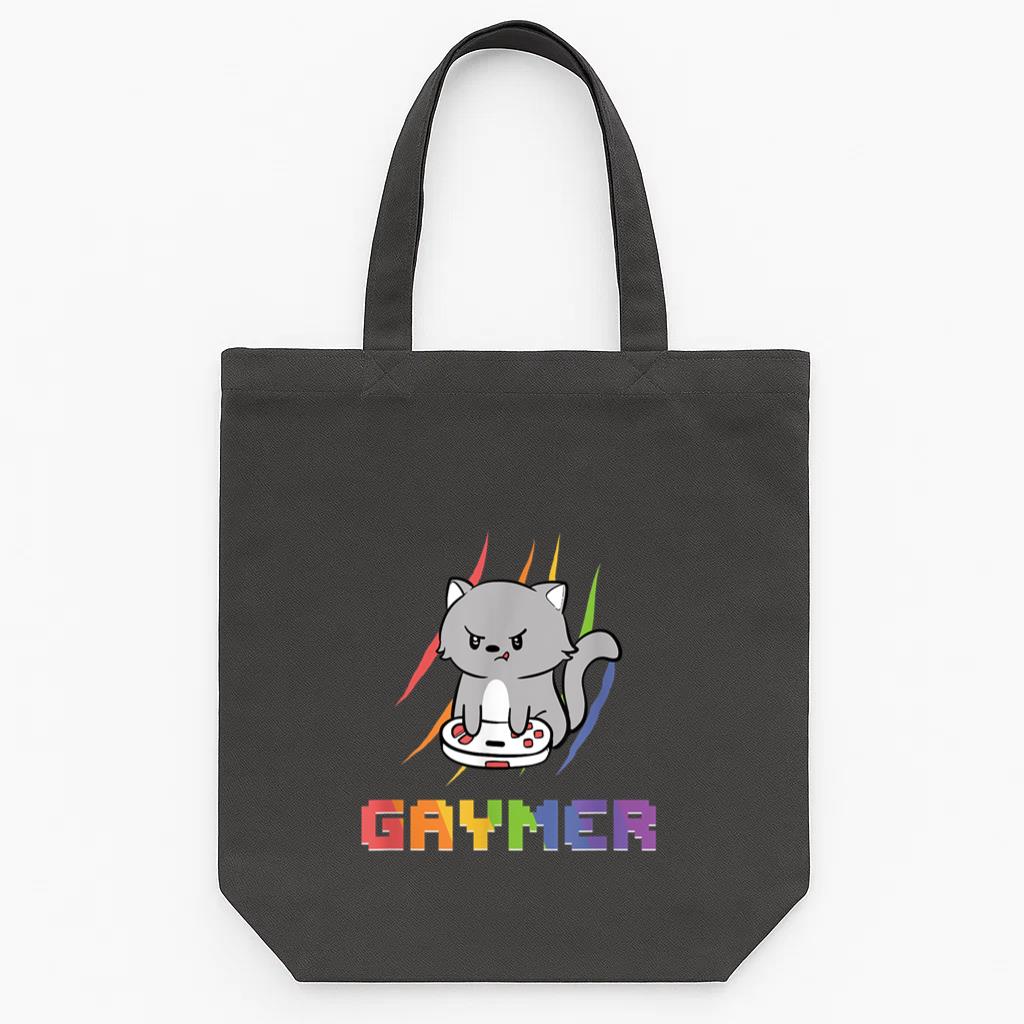 Gaming Cat Gaymer Video Game LGBT Pride Tote Canvas Bag