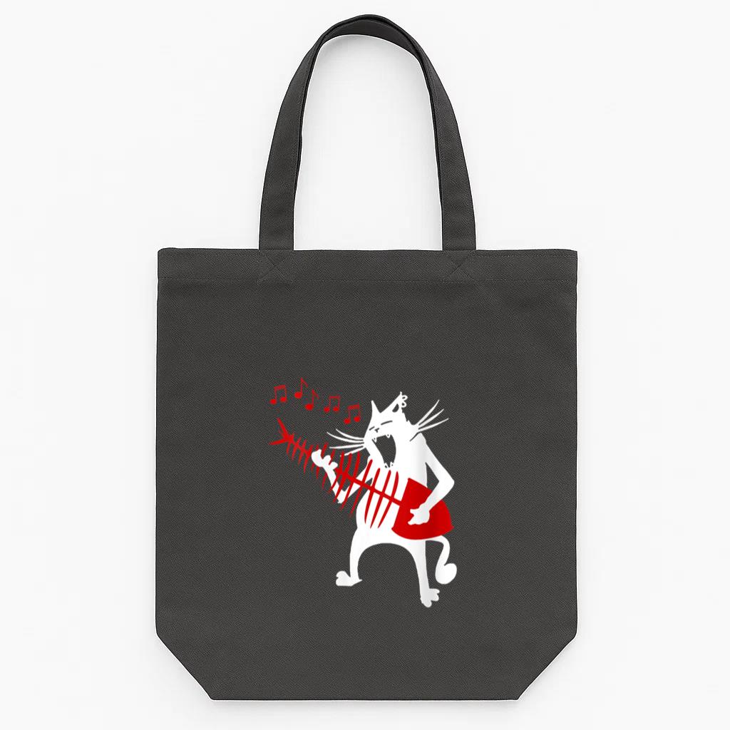 Guitar Sing A Song Cat Acoustic Guitarist Tote Canvas Bag