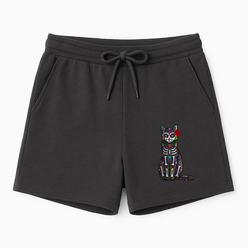 Halloween Cat Sugar Skull Short