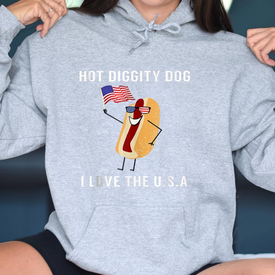 Hot Diggity Dog I Love USA Hoodie