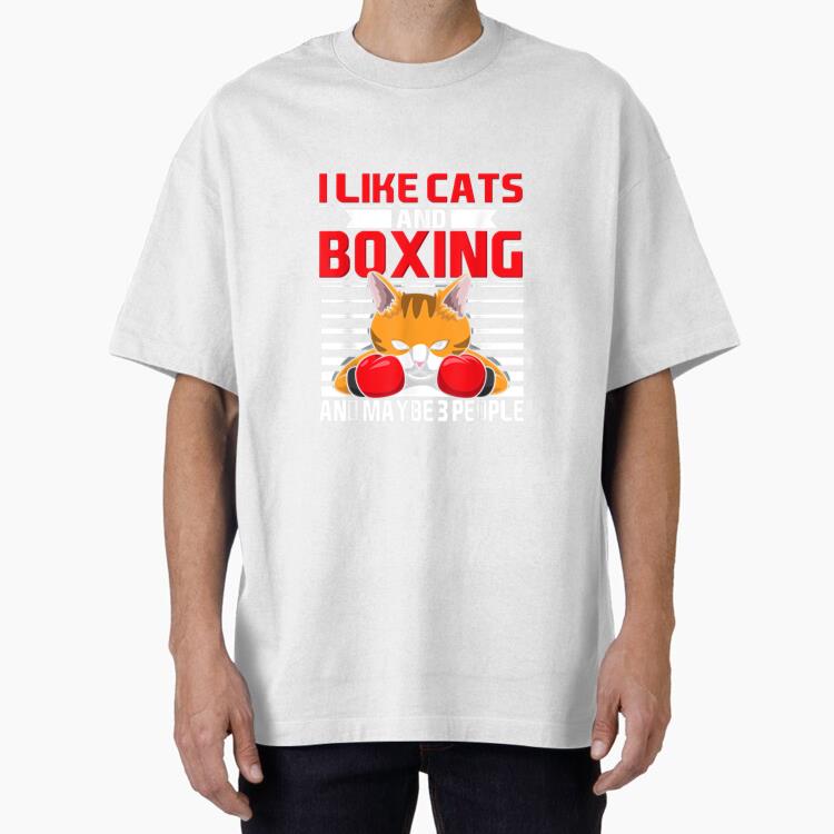 I Like Cats And Boxing Oversized T-Shirt