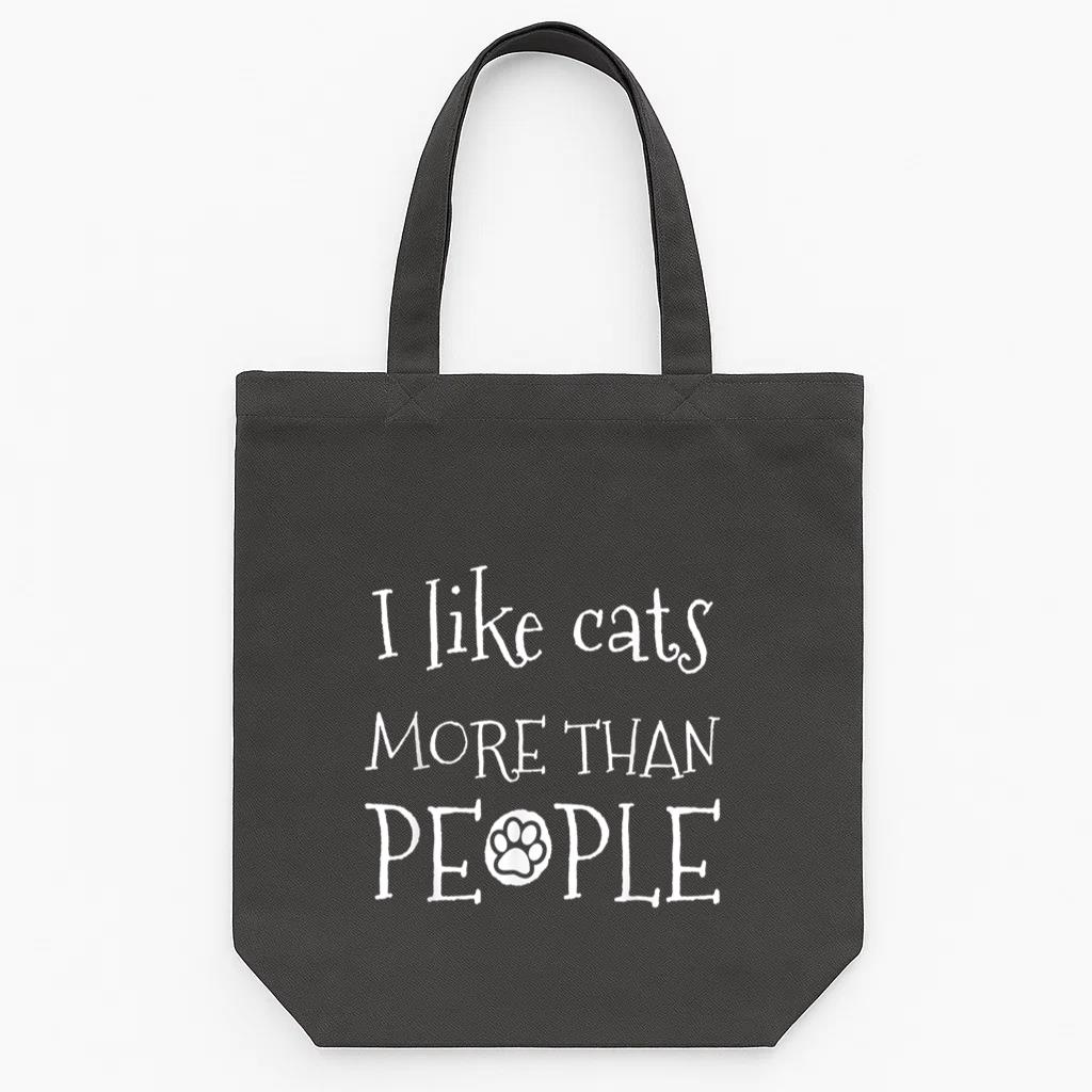 I Like Cats More Than People Tote Canvas Bag