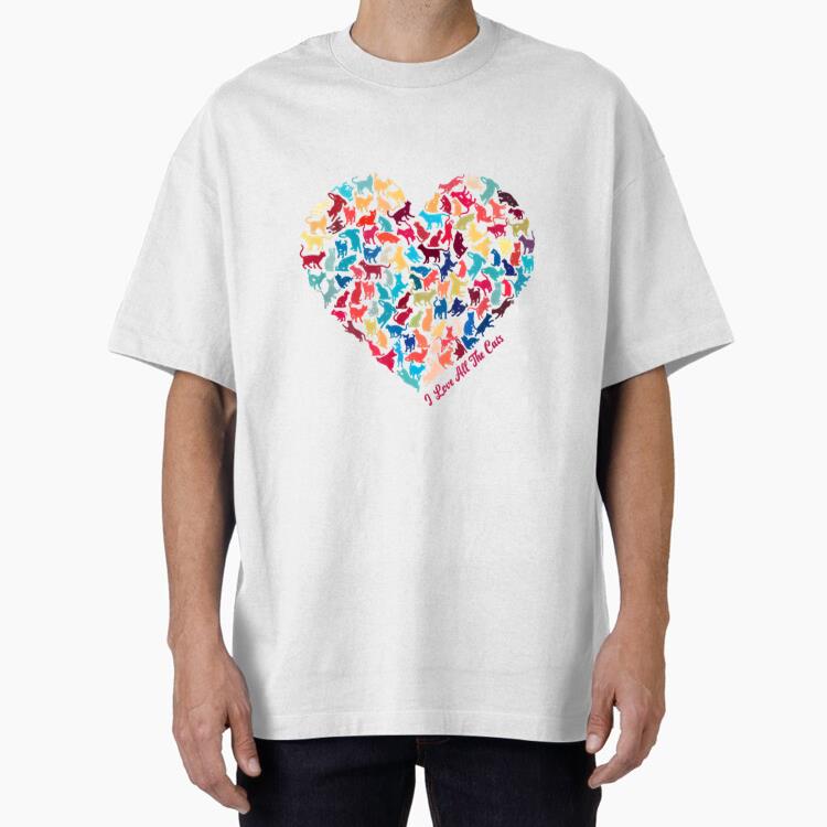 Perfect Cat Colorful Heart Oversized T-Shirt