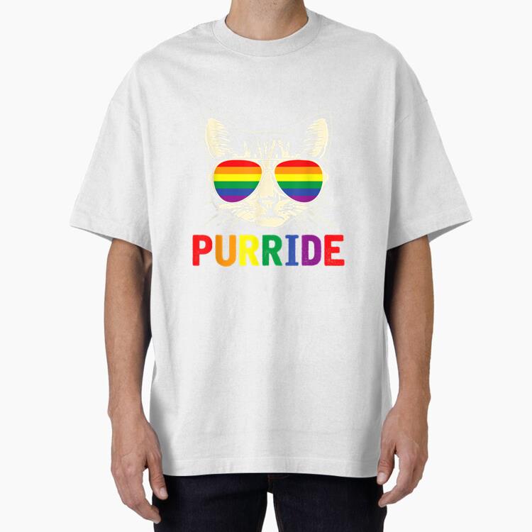 Purride Cat LGBT Gay Pride Oversized T-Shirt