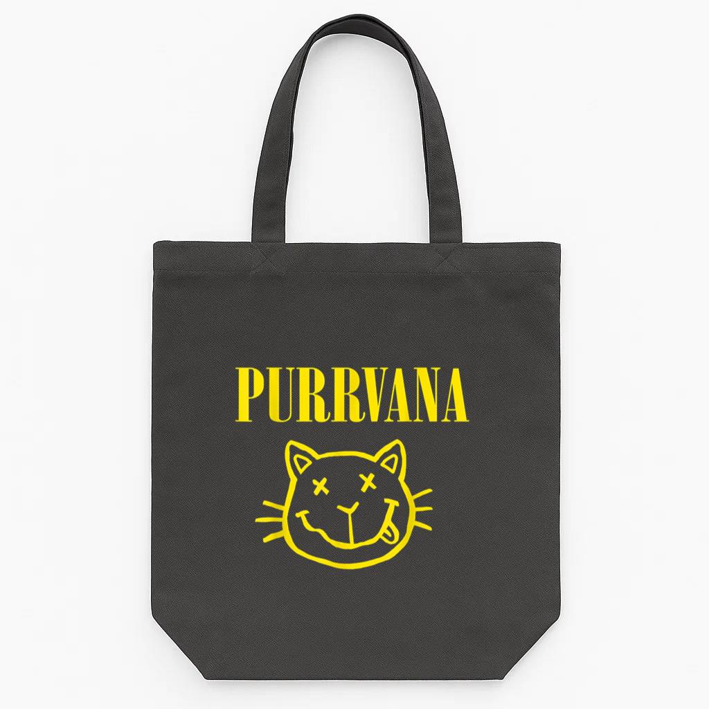 PurrVana Rock Music Band Cat Lovers Tote Canvas Bag