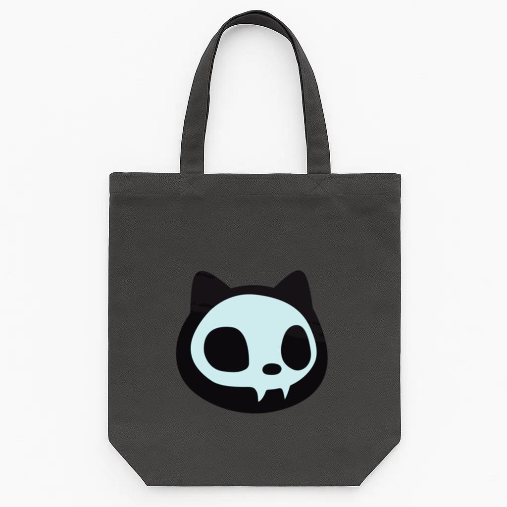 Skeleton Ghost Cat Head Tote Canvas Bag