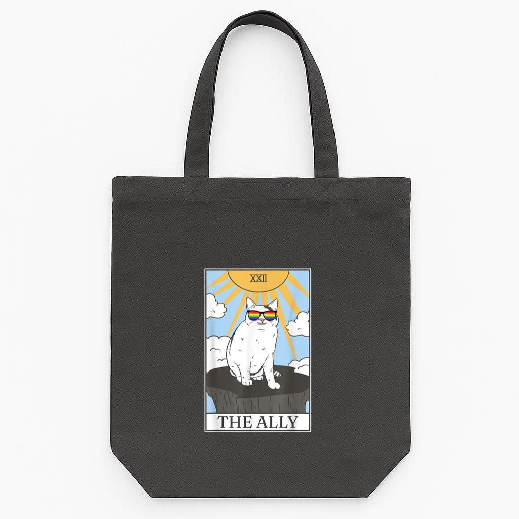 Sunglasses Ally Cat Tarot Card Tote Canvas Bag