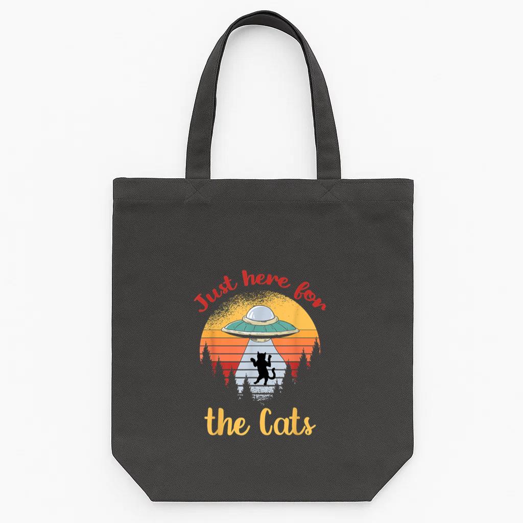 UFO Space Cat Kitten Aliens Tote Canvas Bag