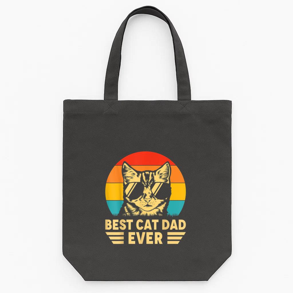 Vintage Best Cat Dad Tote Canvas Bag