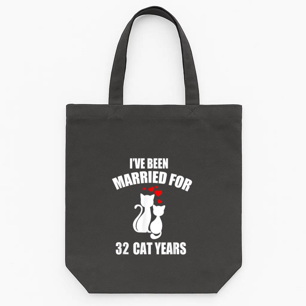 Wedding Anniversary 32 Cat Years Tote Canvas Bag