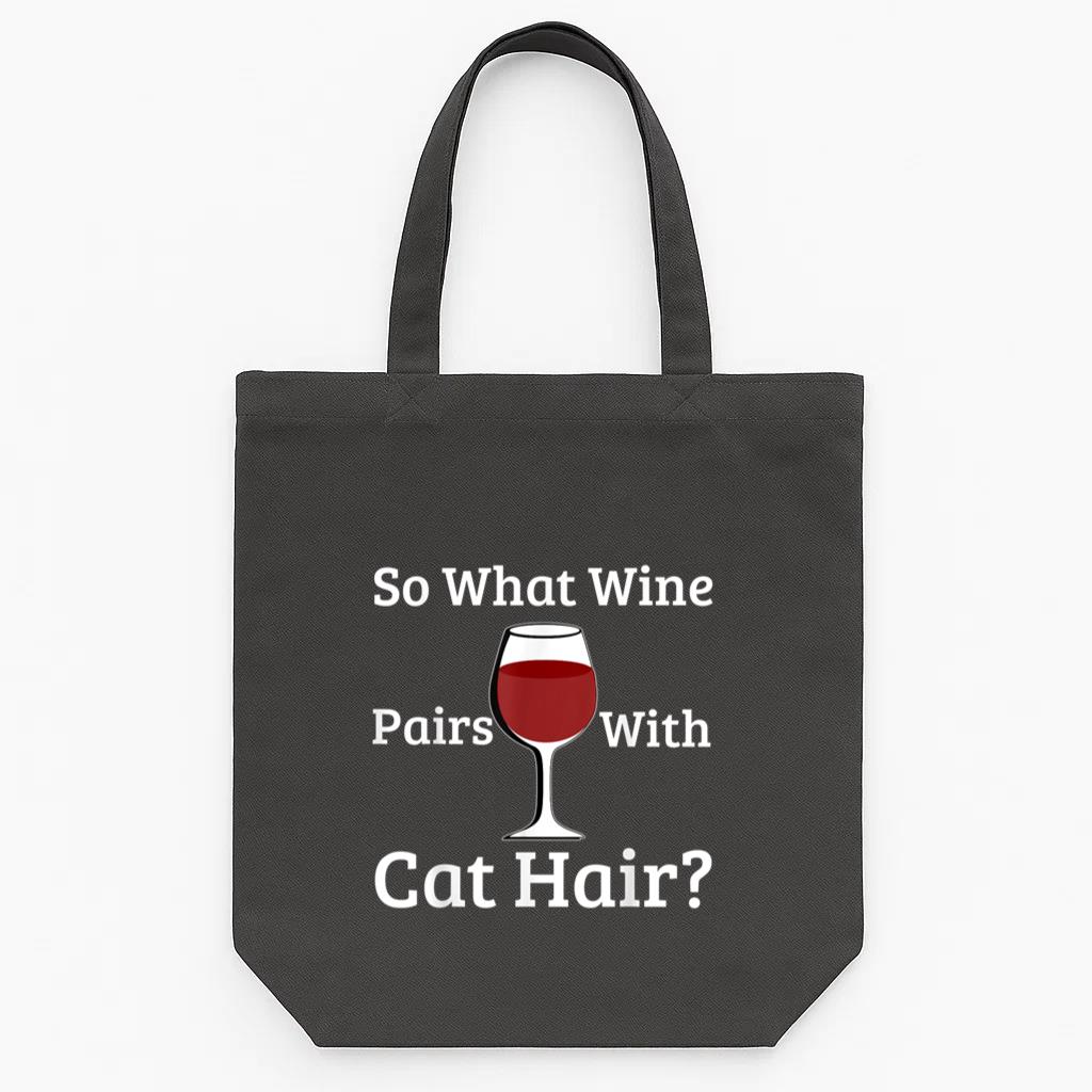 What Wine Pairs Cat Hair Tote Canvas Bag