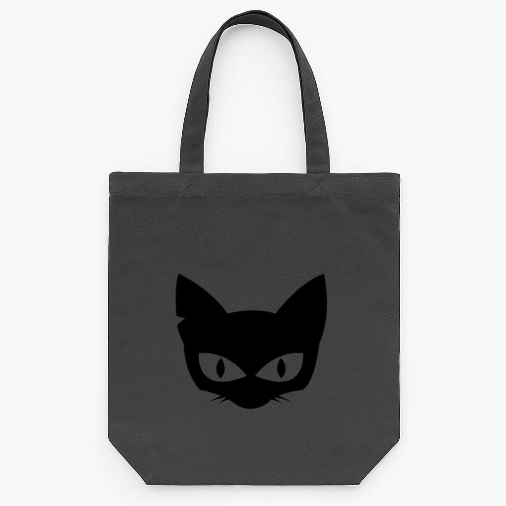 Witch Cat Face Tote Canvas Bag