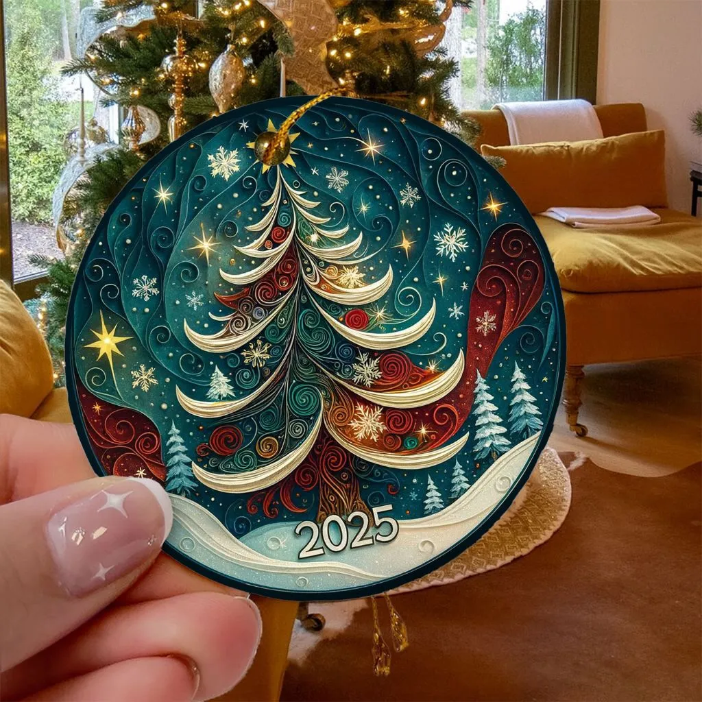 3D Effect Ornament | Holiday Ceramic Keepsake | Unique Christmas Tree Decoration - Image 4