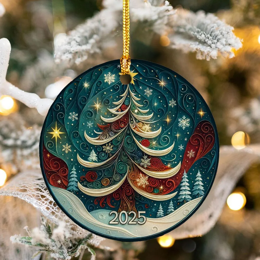 3D Effect Ornament | Holiday Ceramic Keepsake | Unique Christmas Tree Decoration - Image 5