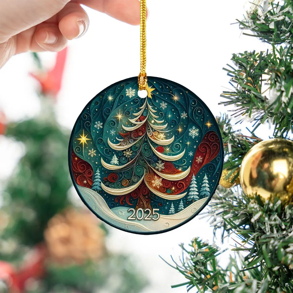3D Effect Ornament | Holiday Ceramic Keepsake | Unique Christmas Tree Decoration - Image 2