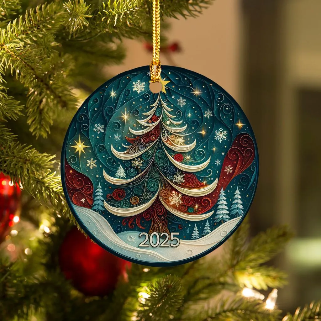 3D Effect Ornament | Holiday Ceramic Keepsake | Unique Christmas Tree Decoration - Image 3