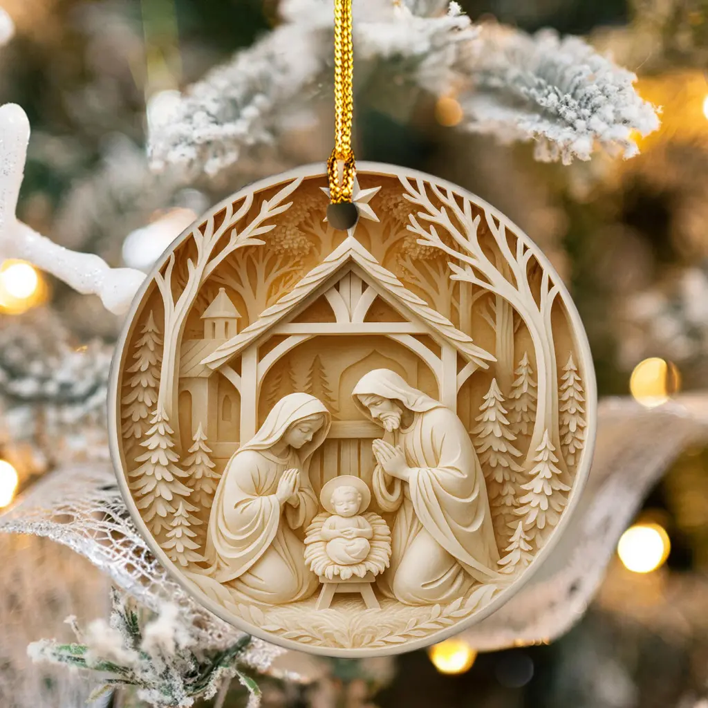 3D Nativity Scene Ornament | Birth of Christ Religious Christmas Decor | Holy Family Manger Scene, Baby Jesus Christian Gift Keepsake - Image 4