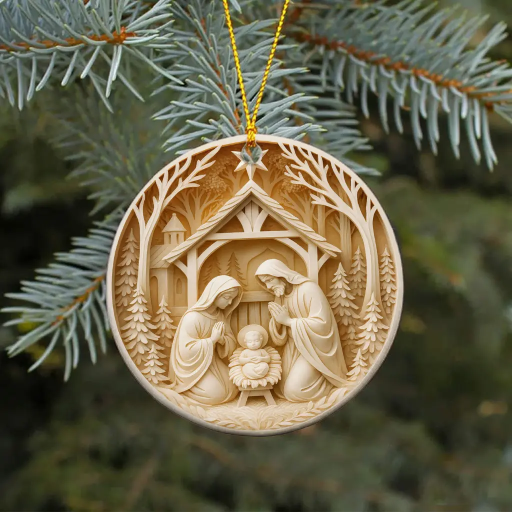 3D Nativity Scene Ornament | Birth of Christ Religious Christmas Decor | Holy Family Manger Scene, Baby Jesus Christian Gift Keepsake - Image 6