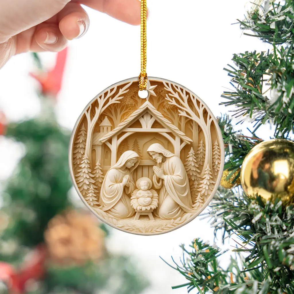 3D Nativity Scene Ornament | Birth of Christ Religious Christmas Decor | Holy Family Manger Scene, Baby Jesus Christian Gift Keepsake - Image 7