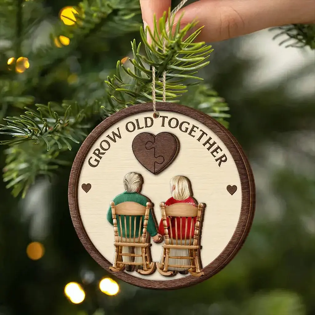 Anniversary Gift for Couple | "You and Me" 2-Layered Wooden Ornament - Image 3