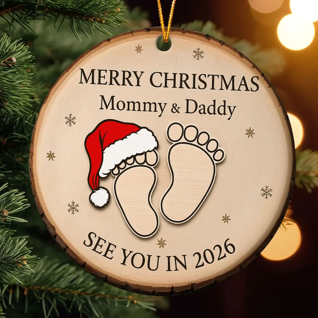Baby Feet Christmas Ornament 2025 | New Parents Holiday Keepsake Gift | Christian Baby Announcement