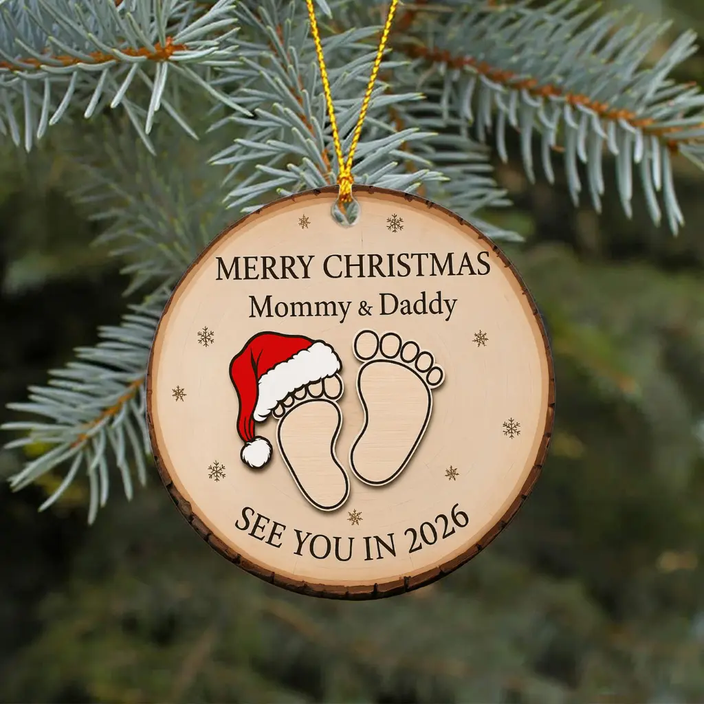 Baby Feet Christmas Ornament 2025 | New Parents Holiday Keepsake Gift | Christian Baby Announcement - Image 5
