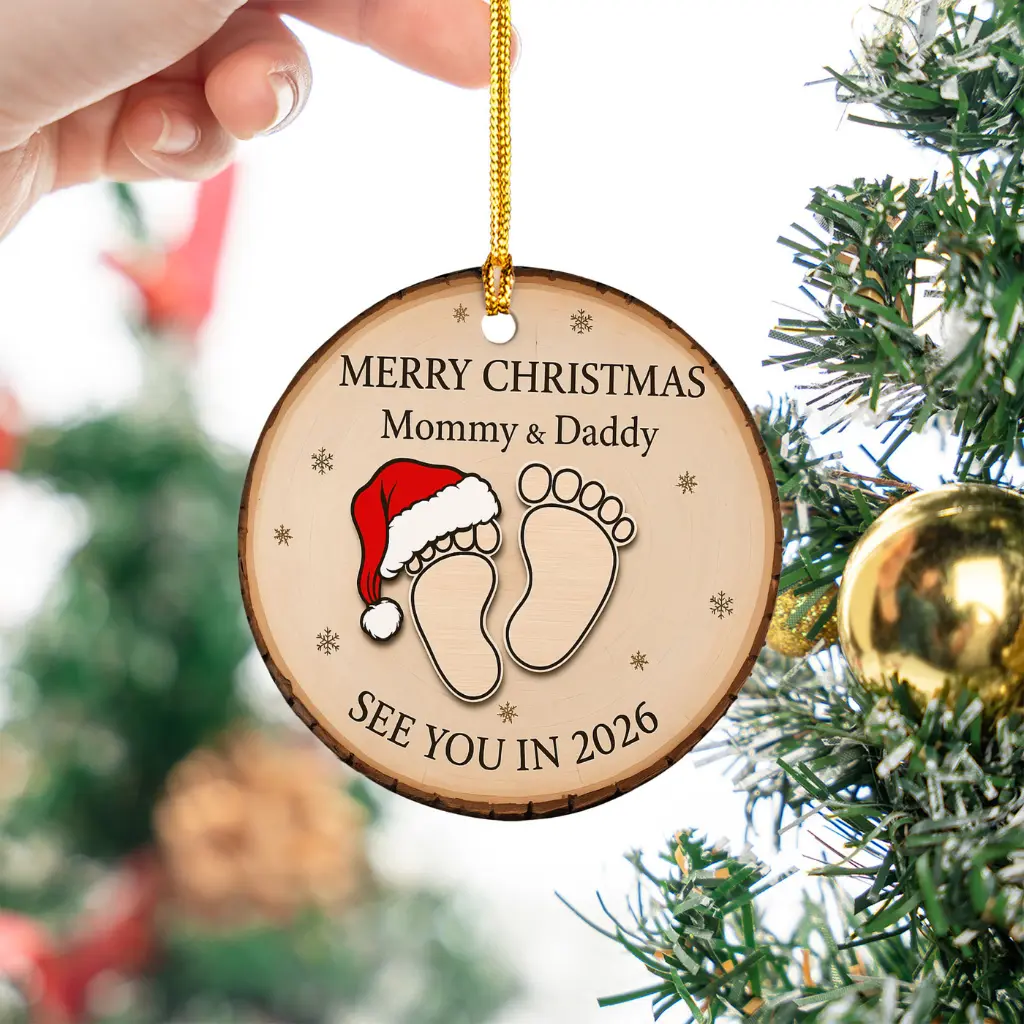 Baby Feet Christmas Ornament 2025 | New Parents Holiday Keepsake Gift | Christian Baby Announcement - Image 4