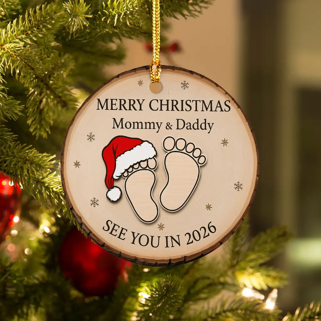 Baby Feet Christmas Ornament 2025 | New Parents Holiday Keepsake Gift | Christian Baby Announcement - Image 2