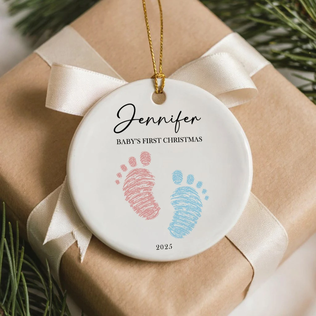 Baby First Christmas Footprint Ceramic Ornament | Sweet Keepsake Gift | Unique Christmas Decoration - Image 6