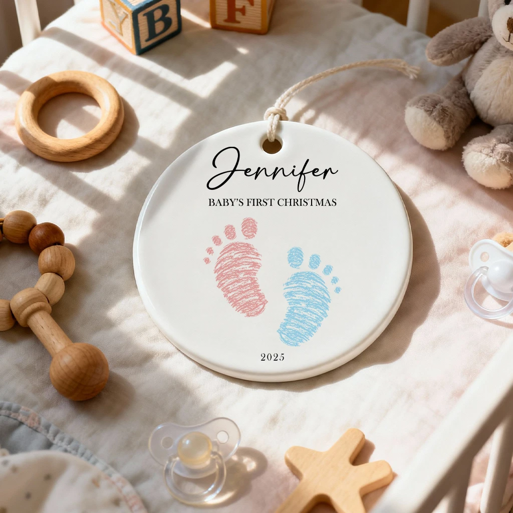 Baby First Christmas Footprint Ceramic Ornament | Sweet Keepsake Gift | Unique Christmas Decoration - Image 4