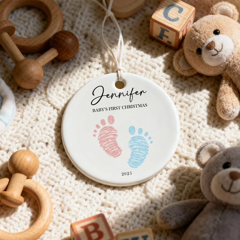 Baby First Christmas Footprint Ceramic Ornament | Sweet Keepsake Gift | Unique Christmas Decoration - Image 3