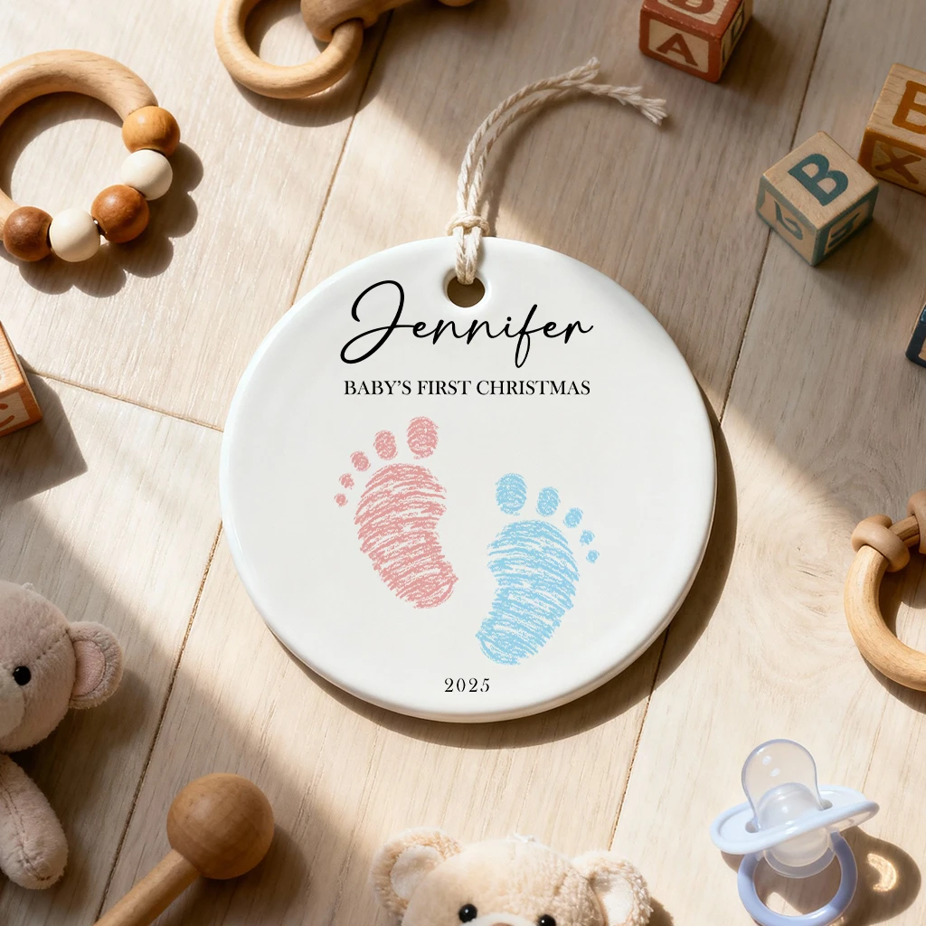 Baby First Christmas Footprint Ceramic Ornament | Sweet Keepsake Gift | Unique Christmas Decoration - Image 2
