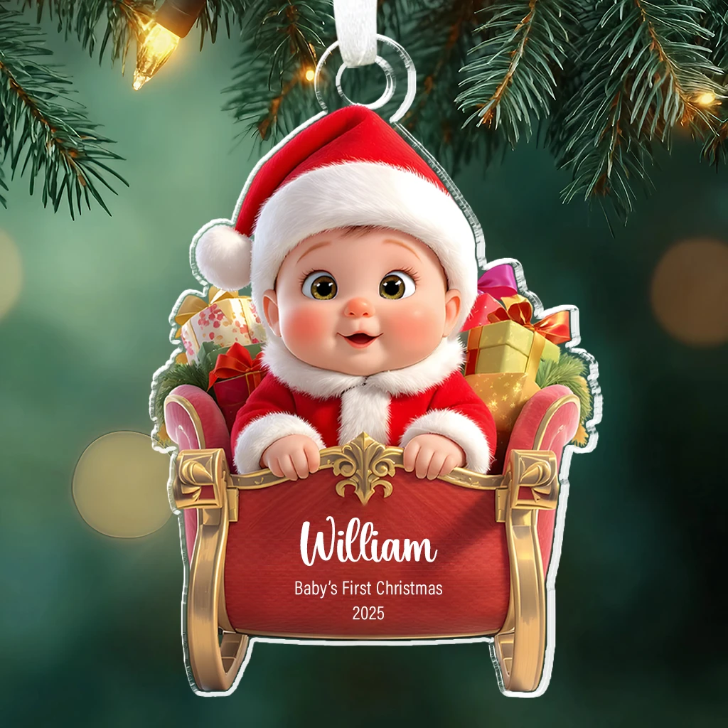 Custom Photo Baby First Christmas Sleigh Ornament | Personalized Face Keepsake | Perfect Christmas Decoration 2025 - Image 6